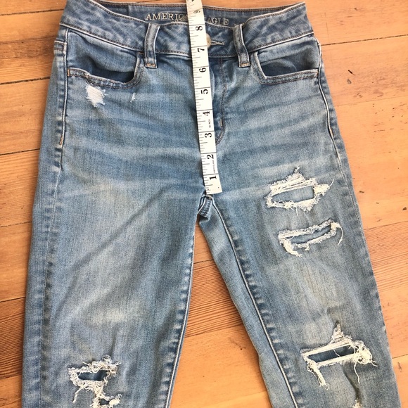 American Eagle Womens Jeans Sz 00 Hi-Rise Jegging Super Stretch X Distressed - Picture 6 of 10